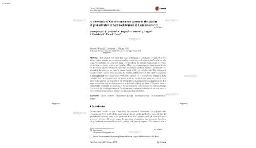 A case study of On‑site sanitation system on the quality of groundwater in hard rock terrain of Coimbatore city